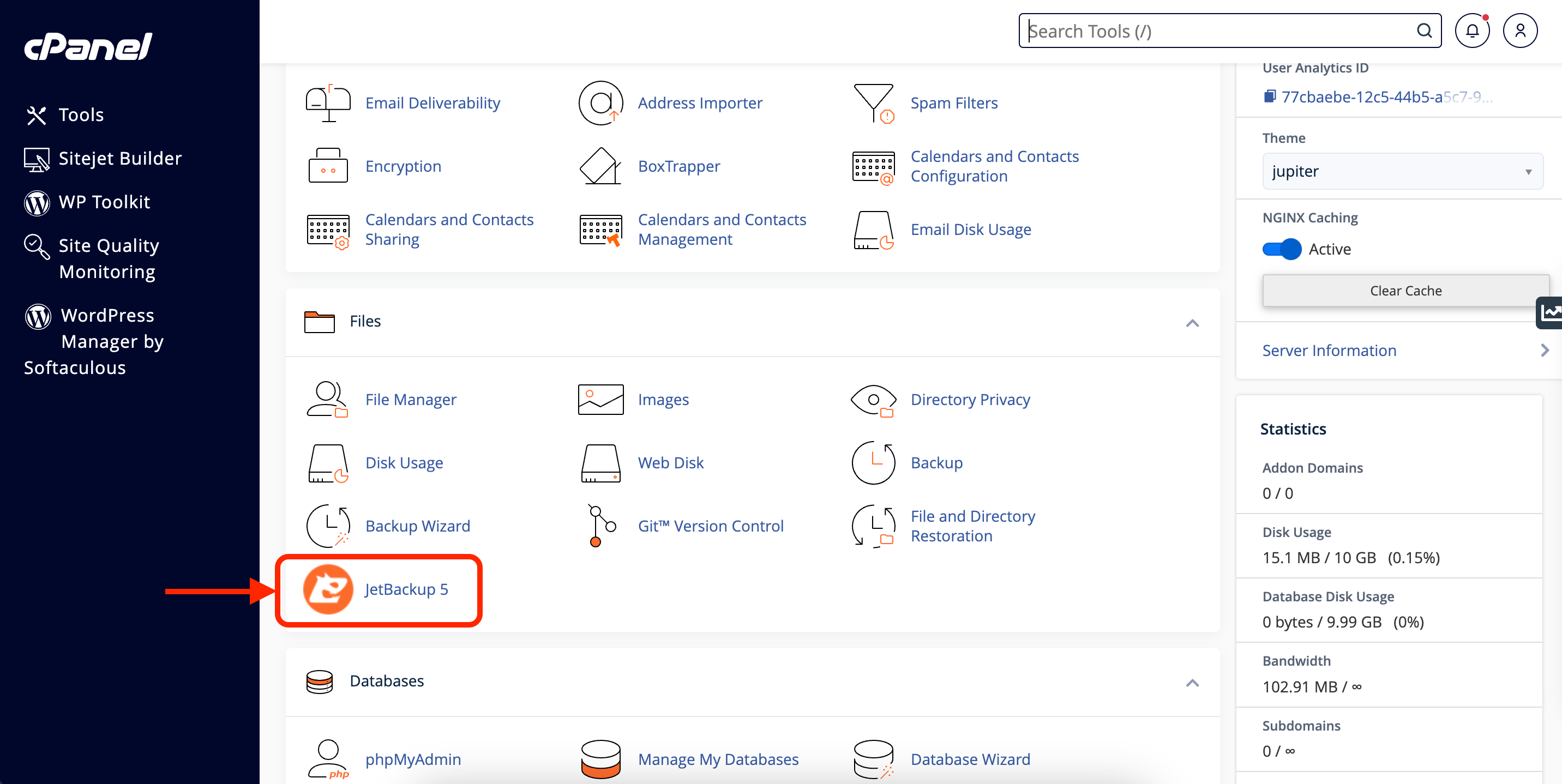 JetBackup-1 Access your JetBackup 5 via cPanel