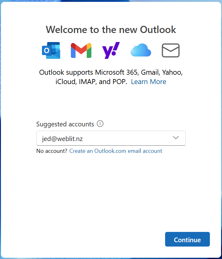 Outlook-1 Outlook setup first step