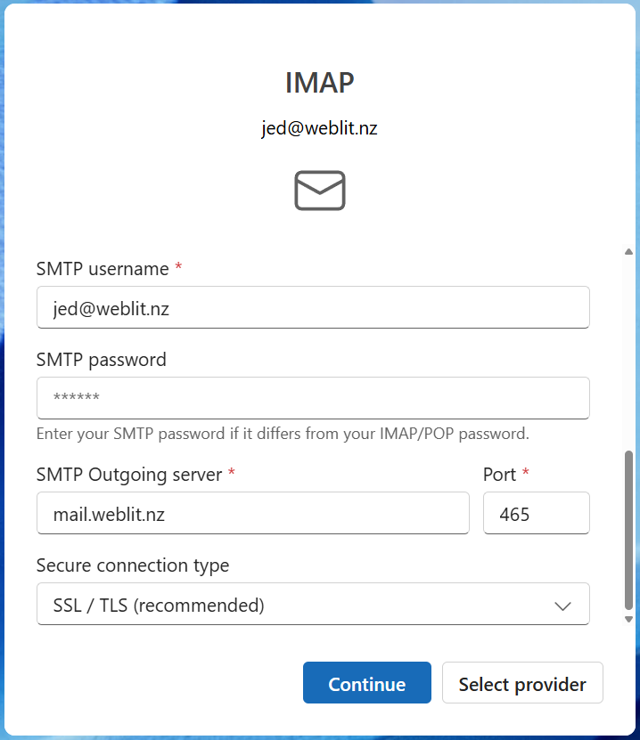 Outlook-4 Outlook setup 4th step