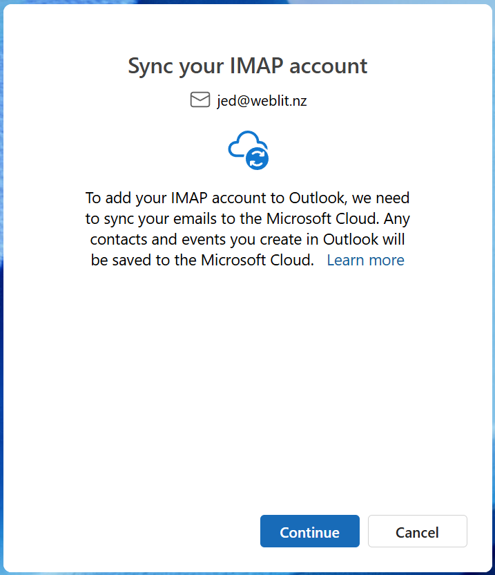 Outlook-5 Outlook setup 5th step