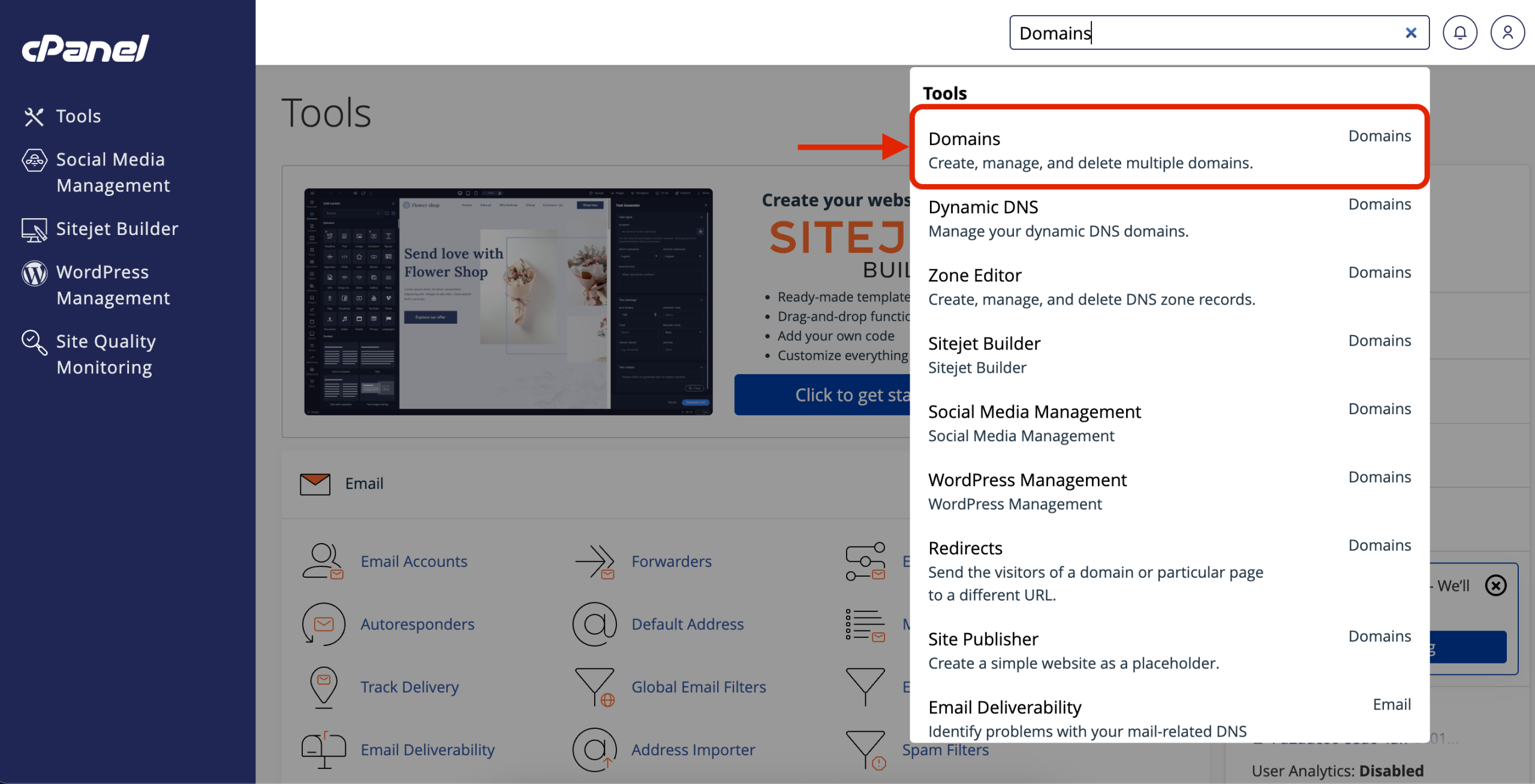 Addon-Domain-Step-1 This is the first step in adding a domain in cPanel with HostMidas.