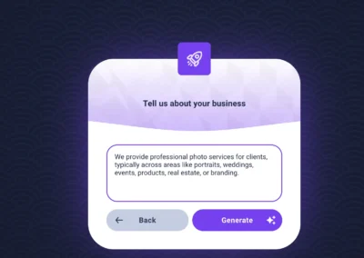 Screenshot of SiteJet AI business description input