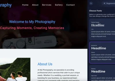 Screenshot of SiteJet AI font selection